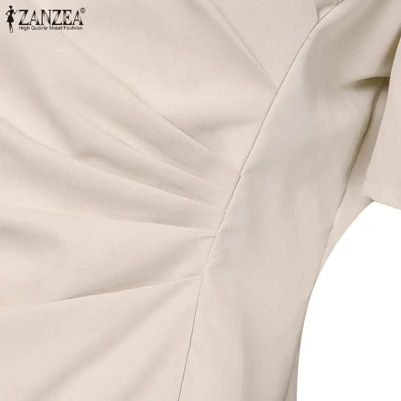 ZANZEA, vestidos de verano para mujer con cuello en V, Vestido informal de fiesta Bodycorn, Vestido de manga corta para mujer, Vestido elegante de trabajo, Vestido ajustado 2025