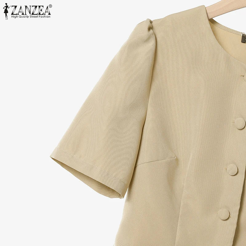 Conjuntos de vestidos informales de estilo japonés coreano, camisas de manga corta para mujer con faldas plisadas, trajes de moda, conjuntos a juego ZANZEA 2025