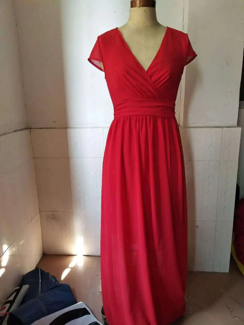 Vestido de noche de gasa de manga corta para mujer, vestido de fiesta femenino, monocromático, bohemio, largo, elegante, nuevo, 2022