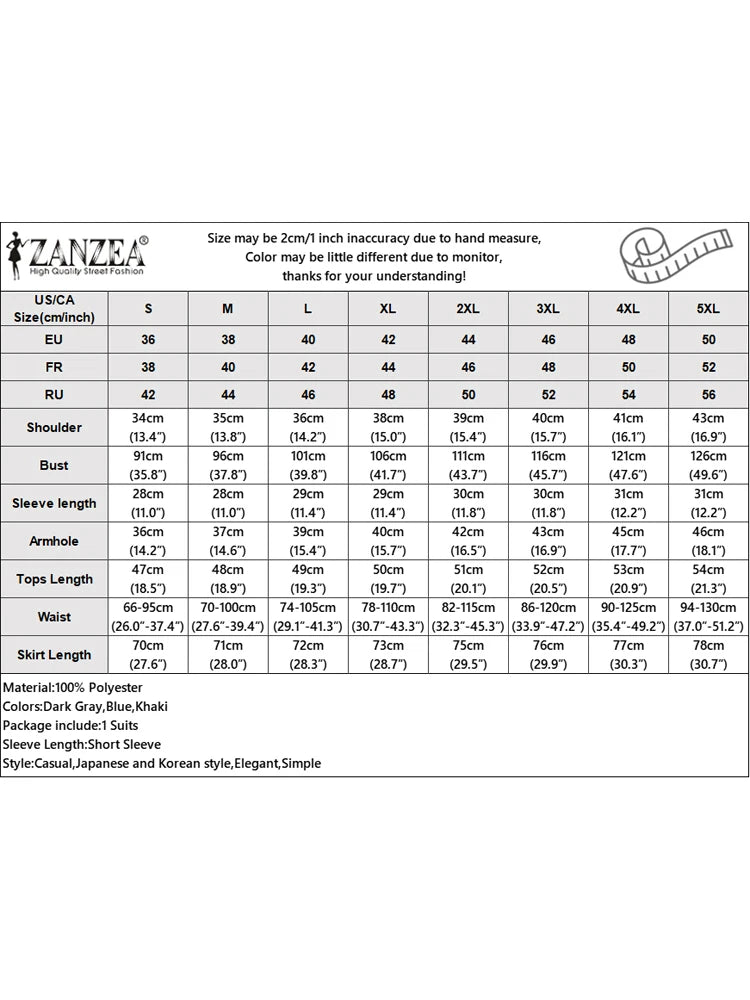 Conjuntos de vestidos informales de estilo japonés coreano, camisas de manga corta para mujer con faldas plisadas, trajes de moda, conjuntos a juego ZANZEA 2025