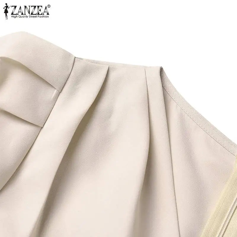 ZANZEA, vestidos de verano para mujer con cuello en V, Vestido informal de fiesta Bodycorn, Vestido de manga corta para mujer, Vestido elegante de trabajo, Vestido ajustado 2025