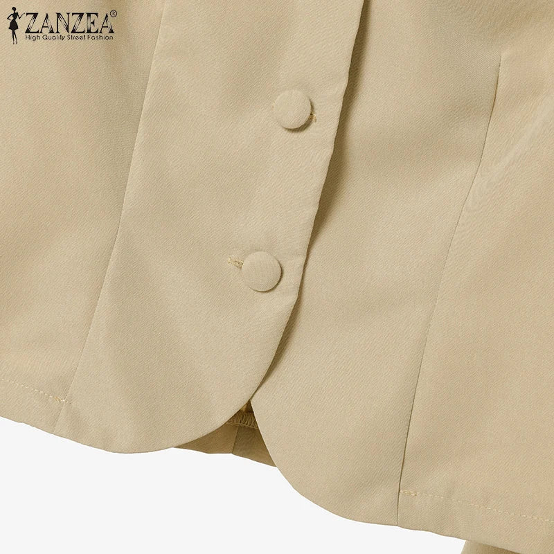 Conjuntos de vestidos informales de estilo japonés coreano, camisas de manga corta para mujer con faldas plisadas, trajes de moda, conjuntos a juego ZANZEA 2025