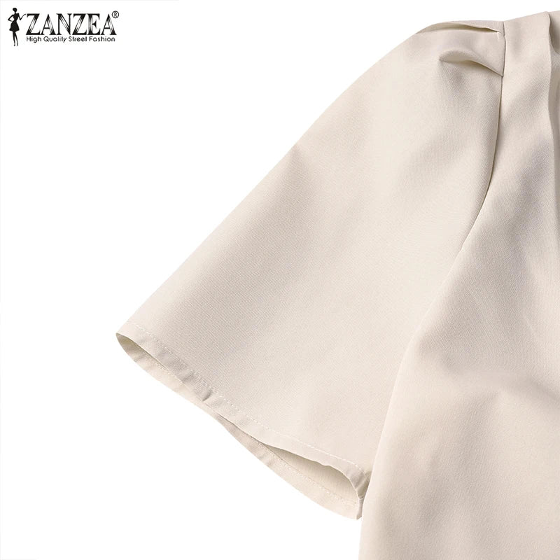 ZANZEA, vestidos de verano para mujer con cuello en V, Vestido informal de fiesta Bodycorn, Vestido de manga corta para mujer, Vestido elegante de trabajo, Vestido ajustado 2025
