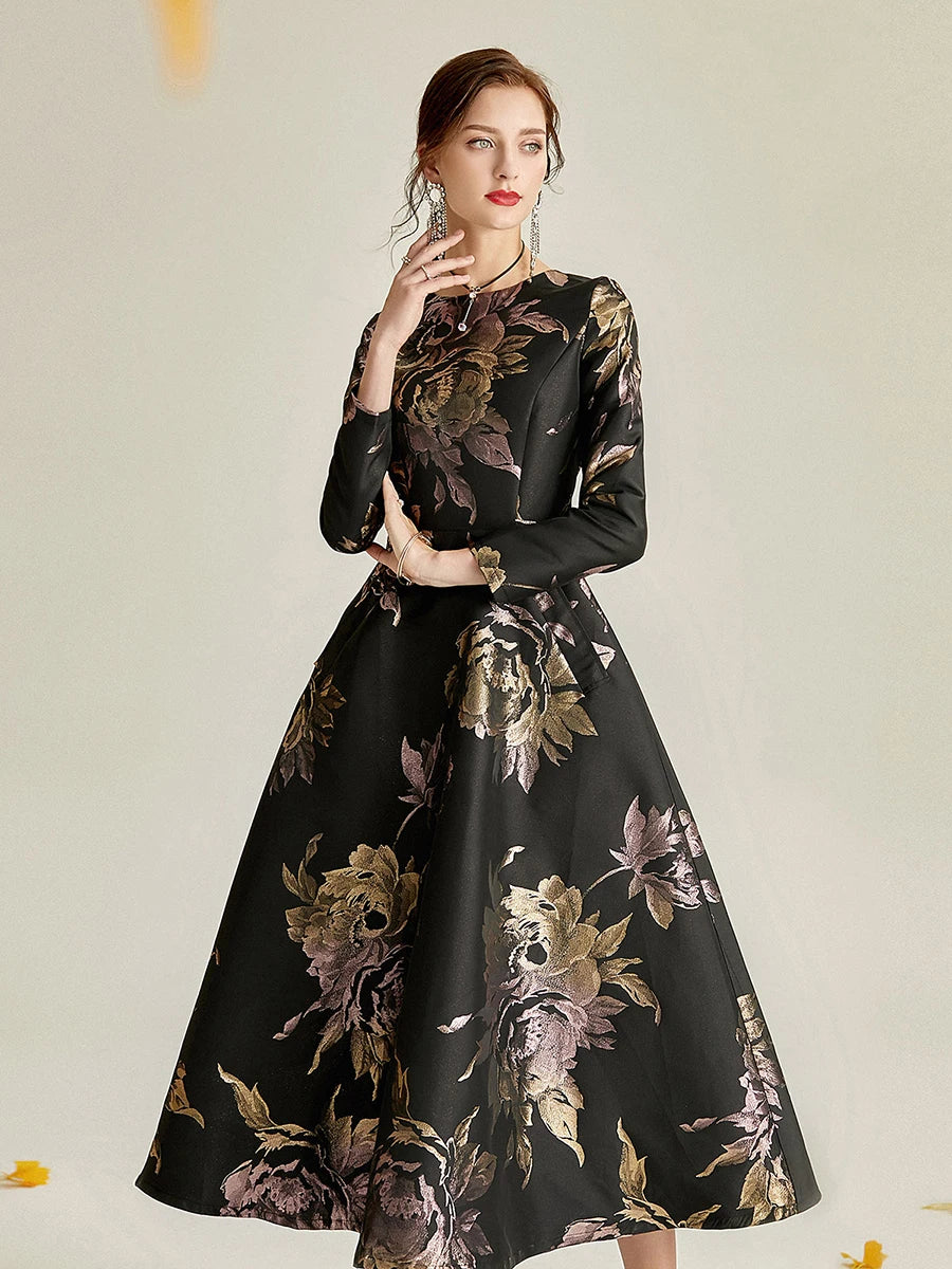 DEVCHATA, vestido largo de lujo para mujer, Maxi vestido Jacquard bohemio Floral, ropa de moda para mujer, vestido de noche de fiesta, Vestidos Vintage