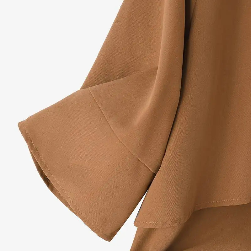 ZANZEA-Blusa de media manga para mujer, Tops de doble capa, camisa informal, Túnica de cuello redondo, Blusas lisas simples y elegantes de gran tamaño, verano 2025