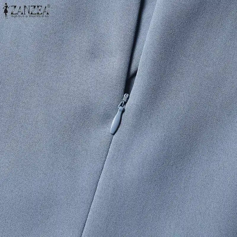 ZANZEA-vestido veraniego a la moda para mujer, vestido Sexy de Color sólido hasta la rodilla, vestido veraniego ajustado, elegante, manga 3/4, cuello en V, Vestidos OL de trabajo 2025