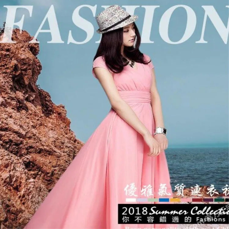 Vestido de noche de gasa de manga corta para mujer, vestido de fiesta femenino, monocromático, bohemio, largo, elegante, nuevo, 2022
