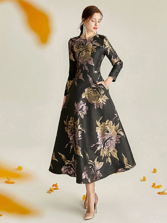 DEVCHATA, vestido largo de lujo para mujer, Maxi vestido Jacquard bohemio Floral, ropa de moda para mujer, vestido de noche de fiesta, Vestidos Vintage