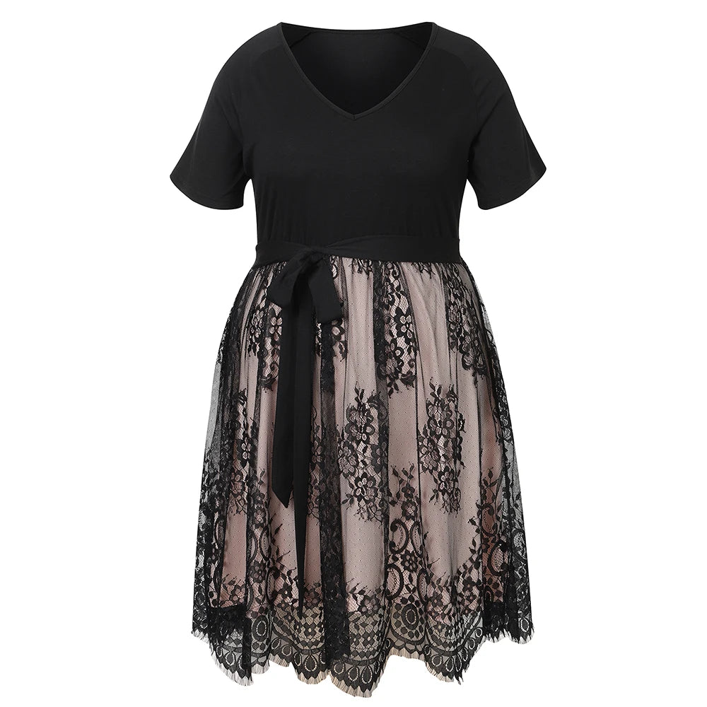 Vestidos de verano para mujer de talla grande, vestido largo sencillo de manga corta acampanado, vestido de fiesta de talla grande para mujer 5XL 6XL