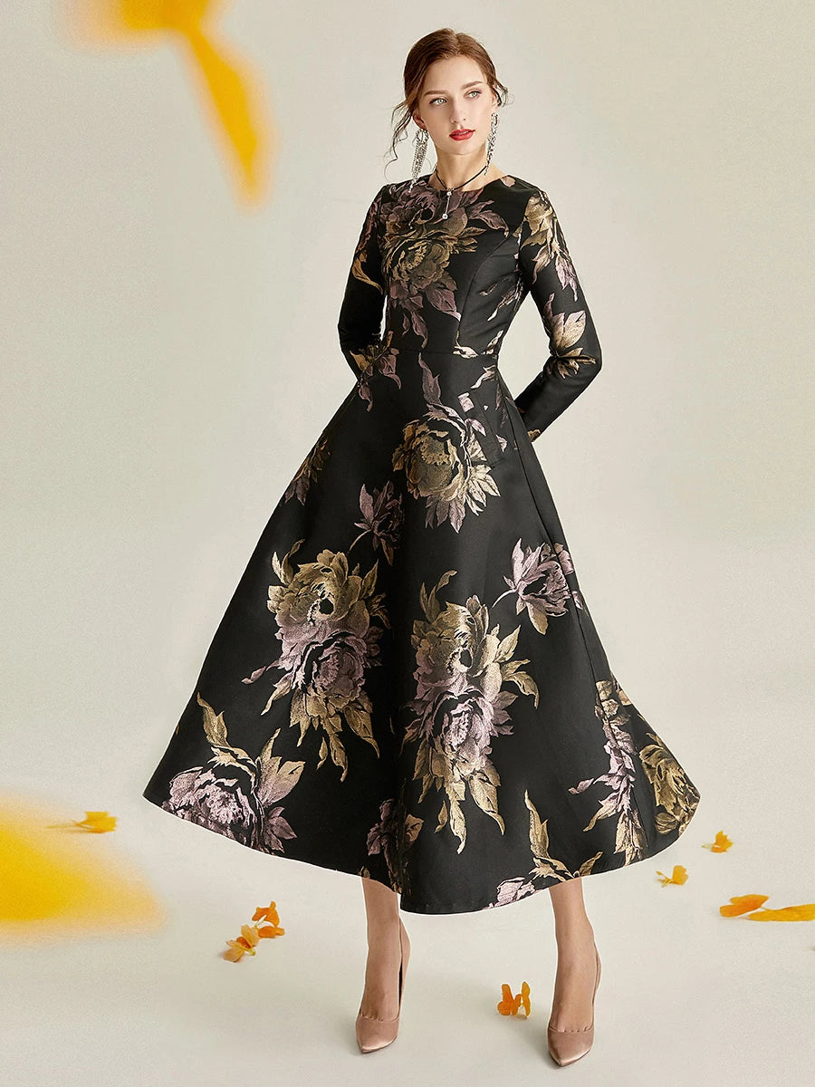 DEVCHATA, vestido largo de lujo para mujer, Maxi vestido Jacquard bohemio Floral, ropa de moda para mujer, vestido de noche de fiesta, Vestidos Vintage