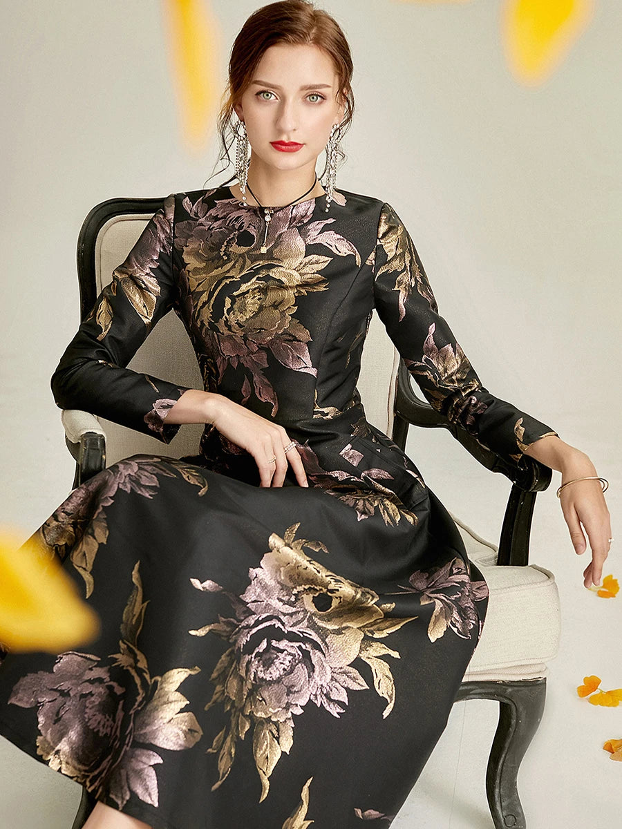 DEVCHATA, vestido largo de lujo para mujer, Maxi vestido Jacquard bohemio Floral, ropa de moda para mujer, vestido de noche de fiesta, Vestidos Vintage