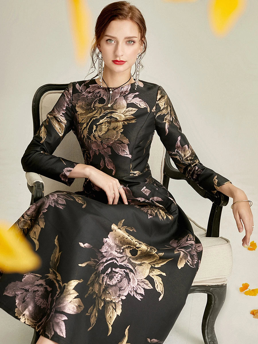 DEVCHATA, vestido largo de lujo para mujer, Maxi vestido Jacquard bohemio Floral, ropa de moda para mujer, vestido de noche de fiesta, Vestidos Vintage