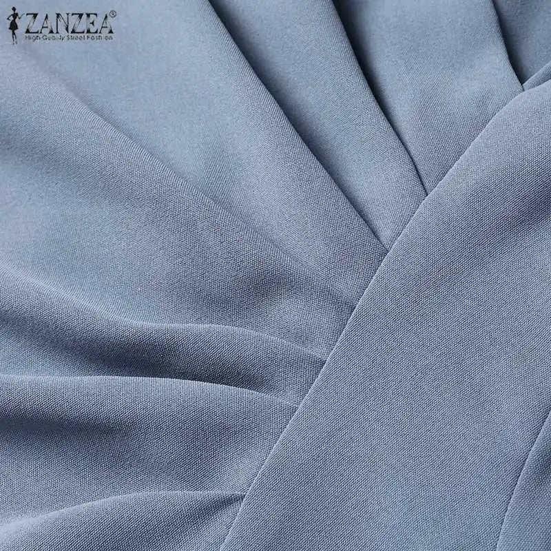 ZANZEA-vestido veraniego a la moda para mujer, vestido Sexy de Color sólido hasta la rodilla, vestido veraniego ajustado, elegante, manga 3/4, cuello en V, Vestidos OL de trabajo 2025