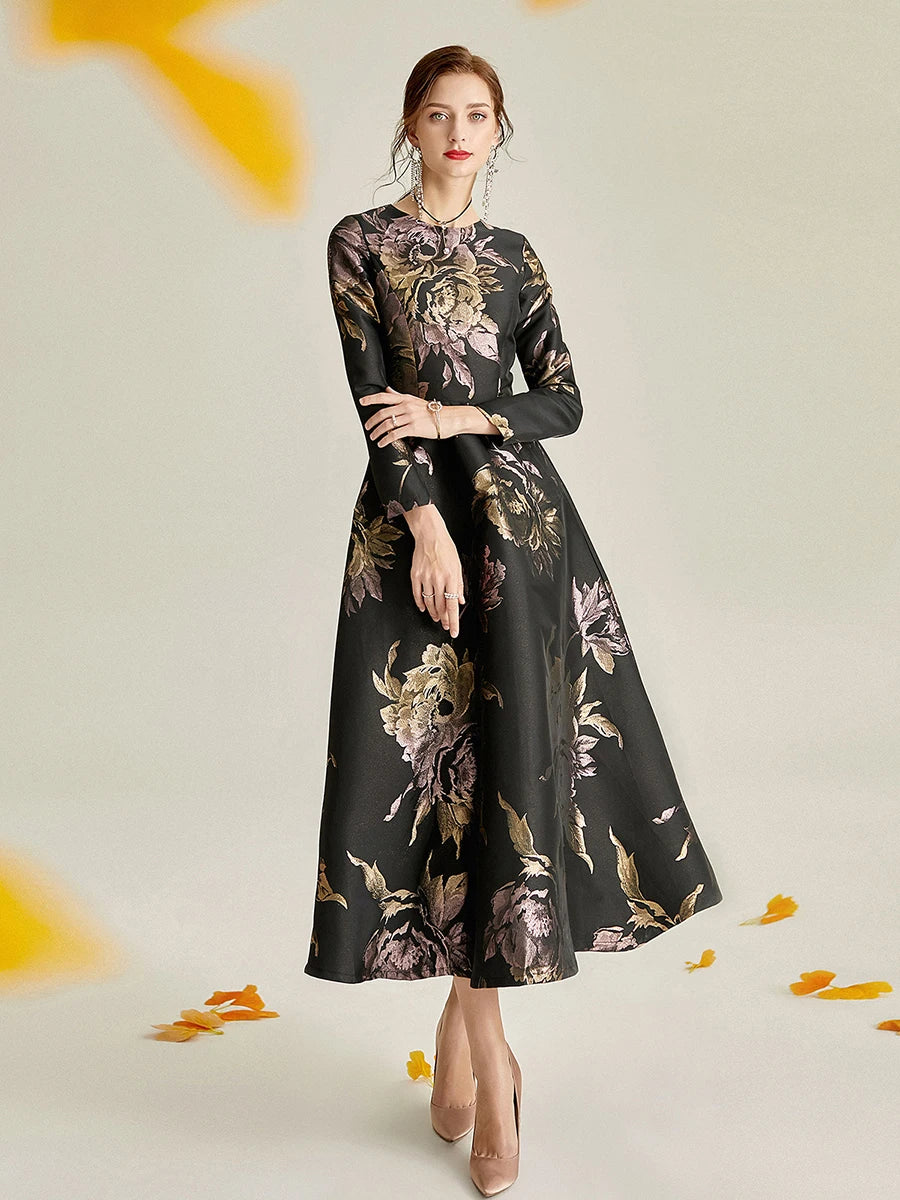 DEVCHATA, vestido largo de lujo para mujer, Maxi vestido Jacquard bohemio Floral, ropa de moda para mujer, vestido de noche de fiesta, Vestidos Vintage