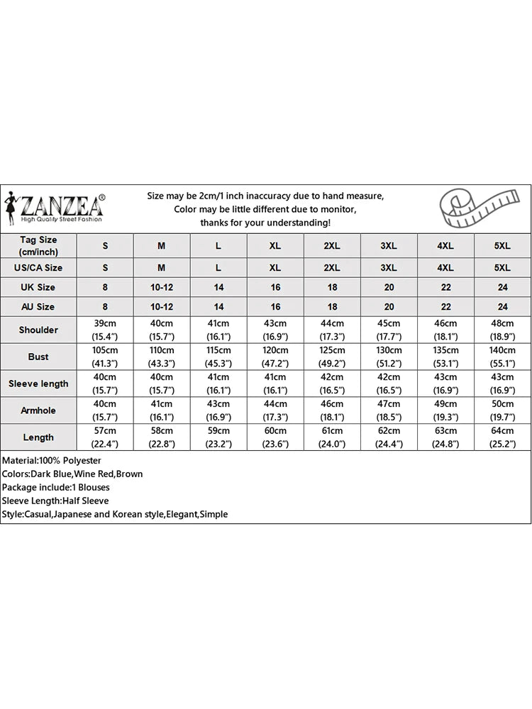 ZANZEA-Blusa de media manga para mujer, Tops de doble capa, camisa informal, Túnica de cuello redondo, Blusas lisas simples y elegantes de gran tamaño, verano 2025